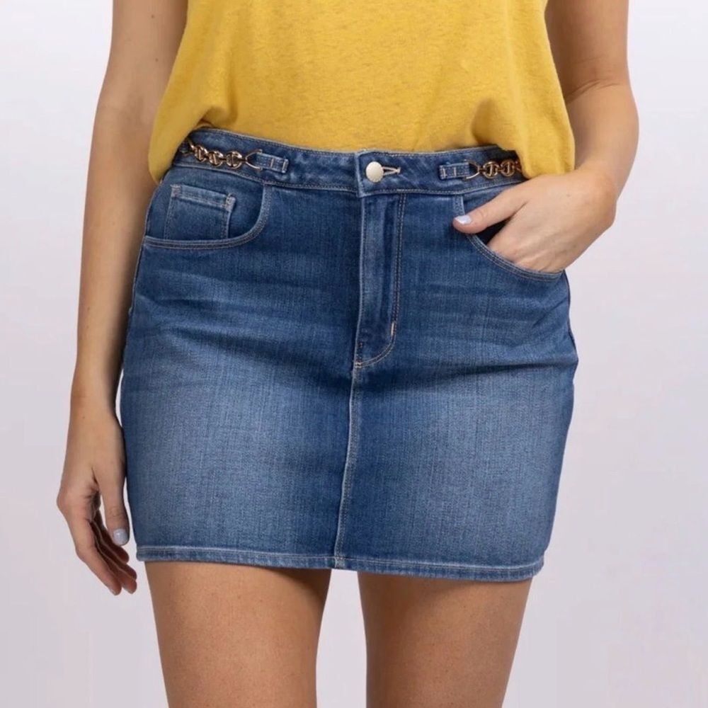 L’Agence Arlene Denim Mini Skirt Century Faded Medium Wash Size 31